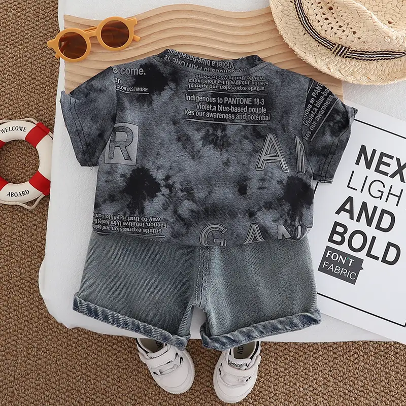 Boys 2Pc Bubble Letter T-Shirt Suit Summer 1-5Y - Image 4