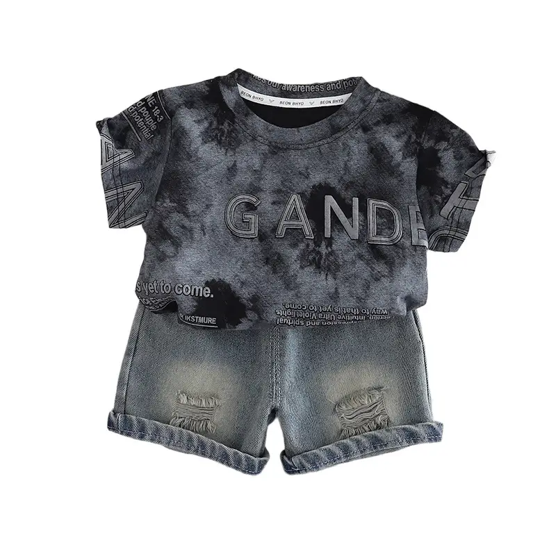 Boys 2Pc Bubble Letter T-Shirt Suit Summer 1-5Y - Image 5