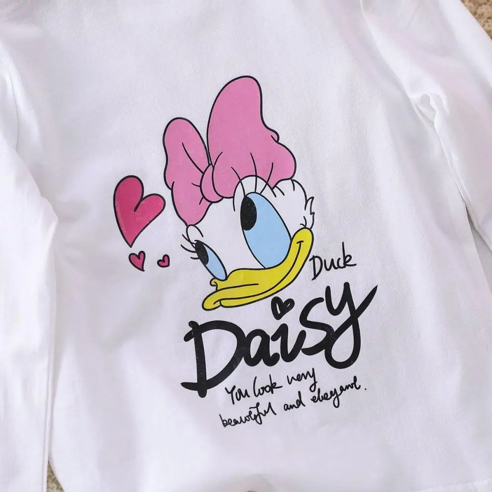 Girls Cotton Cartoon T-Shirt White Long Sleeve 2025