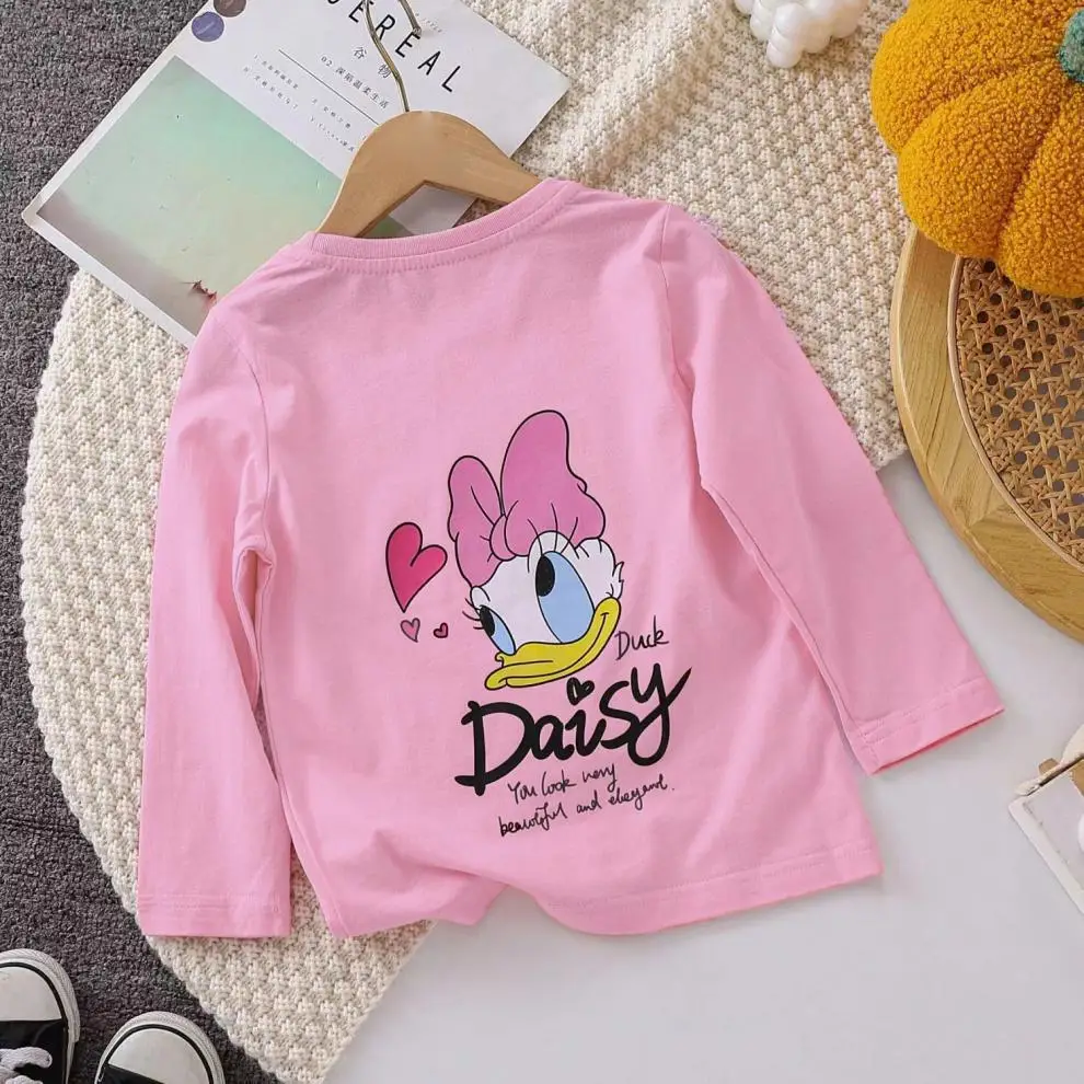 Girls Cotton Cartoon T-Shirt White Long Sleeve 2025