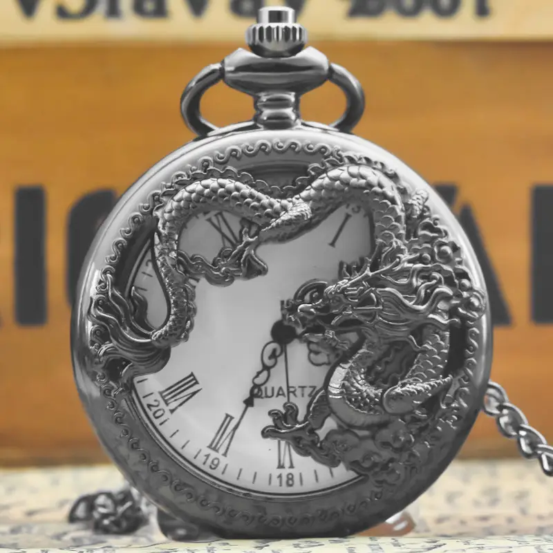 Golden Pocket Watch with Roman Numbers & Quartz Movement - Image 7