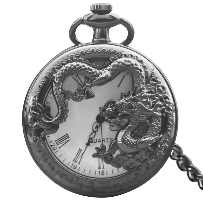 Golden Pocket Watch with Roman Numbers & Quartz Movement - Image 2