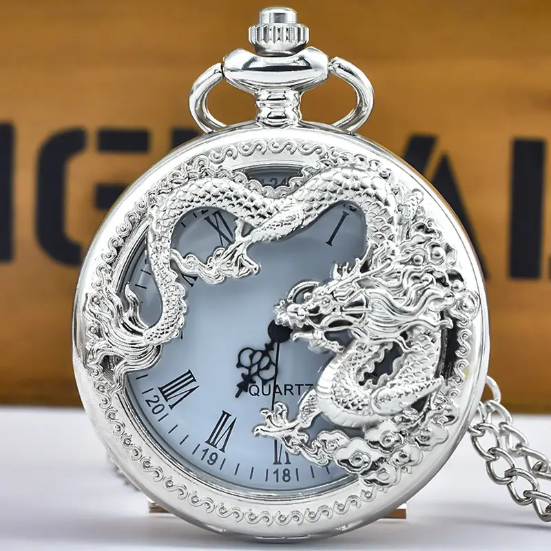 Golden Pocket Watch with Roman Numbers & Quartz Movement - Image 4