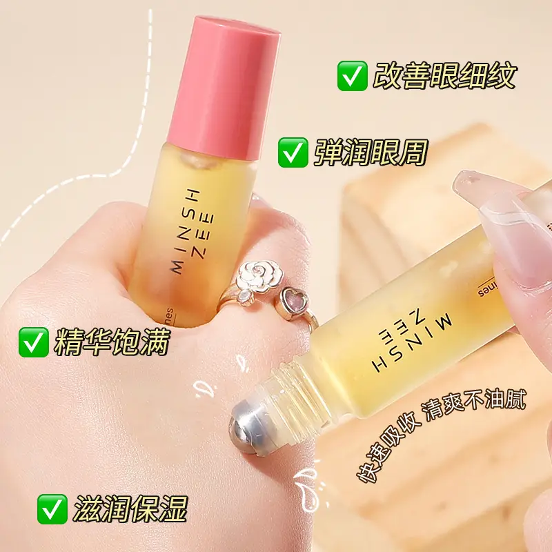 Ming Xizhi Eye Essence Roller for Anti-Wrinkle, Moisturizing, Nourishing, Pink Cap