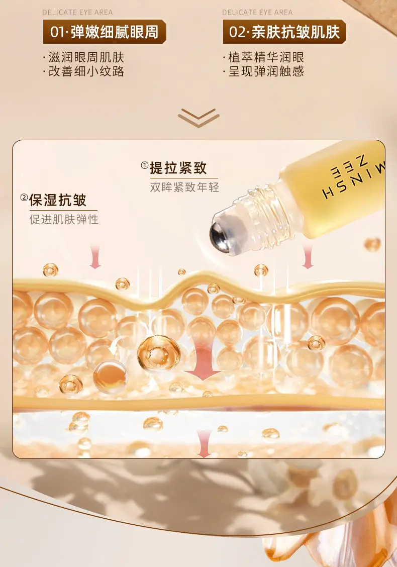 Ming Xizhi Eye Essence Roller for Anti-Wrinkle, Moisturizing, Nourishing, Pink Cap — feature 6