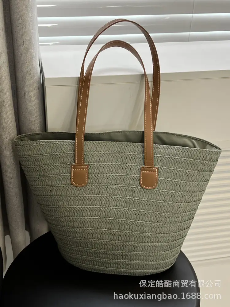 Beige Straw Veggie Basket Bag for Women - Image 4