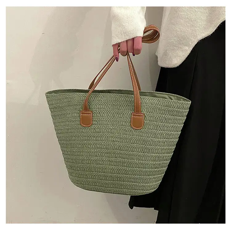 Beige Straw Veggie Basket Bag for Women — feature 10
