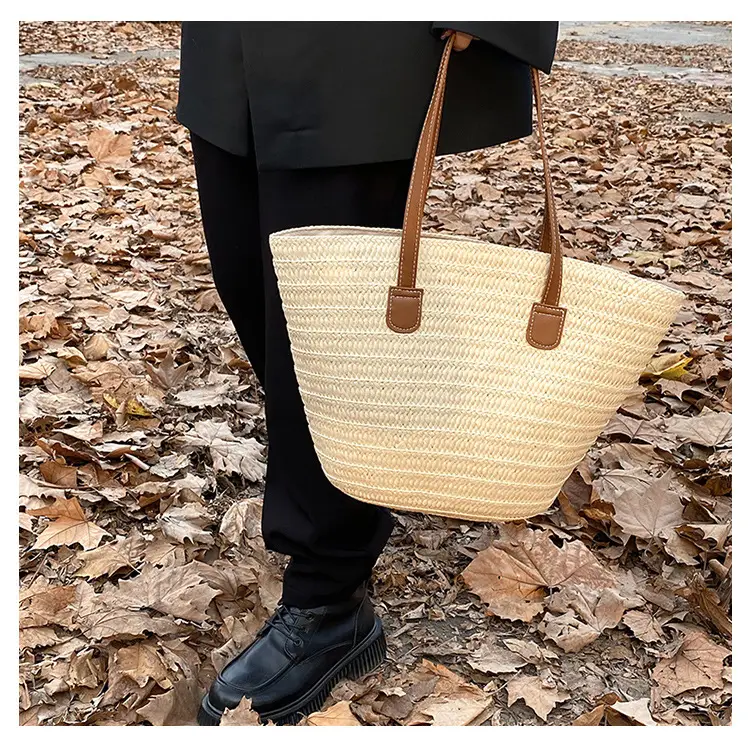 Beige Straw Veggie Basket Bag for Women — feature 11