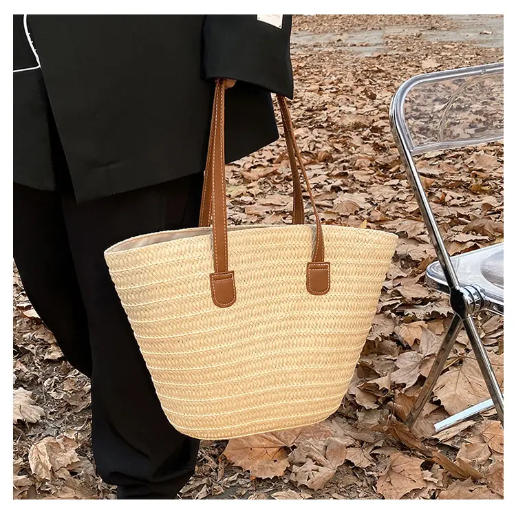 Beige Straw Veggie Basket Bag for Women — feature 12