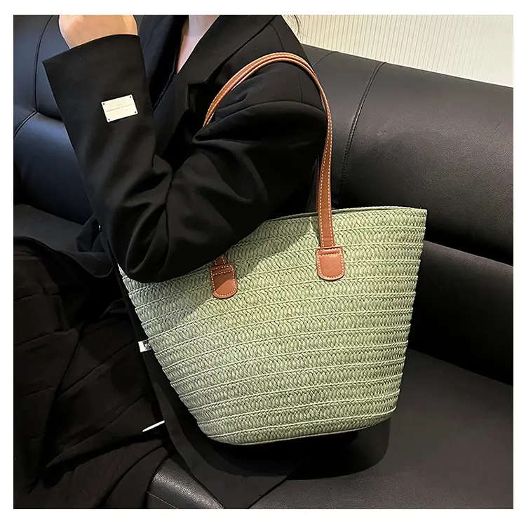 Beige Straw Veggie Basket Bag for Women — feature 14