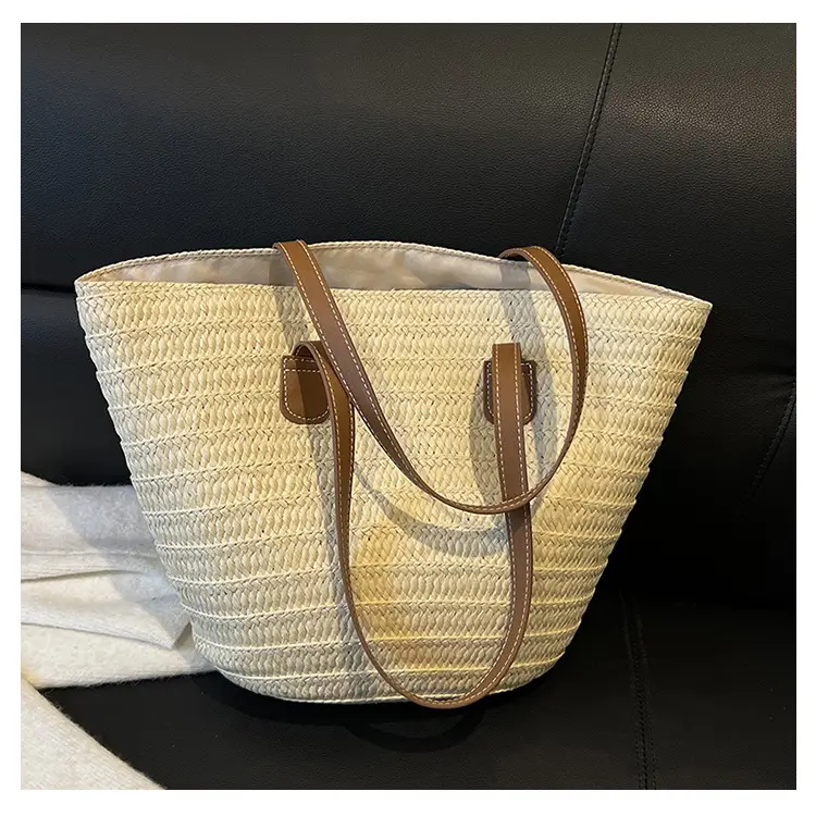 Beige Straw Veggie Basket Bag for Women — feature 18