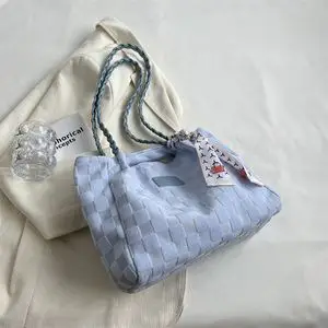 Women's Canvas Shoulder Bag Large Capacity Beige - Image 2