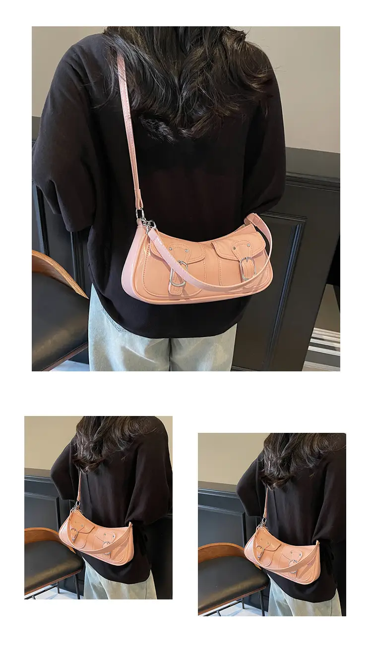 Women's Gold Leather Crossbody Bag with 3 Pockets — feature 10