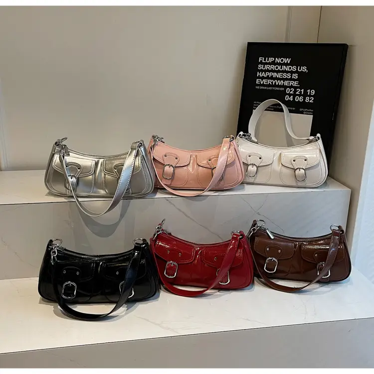 Women's Gold Leather Crossbody Bag with 3 Pockets — feature 15