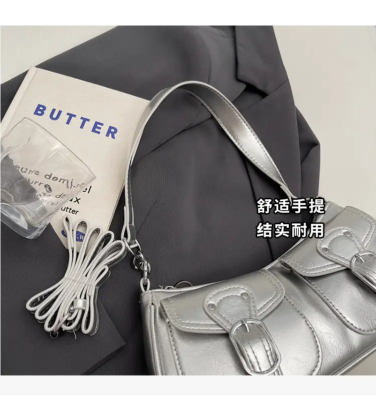 Women's Gold Leather Crossbody Bag with 3 Pockets — feature 4