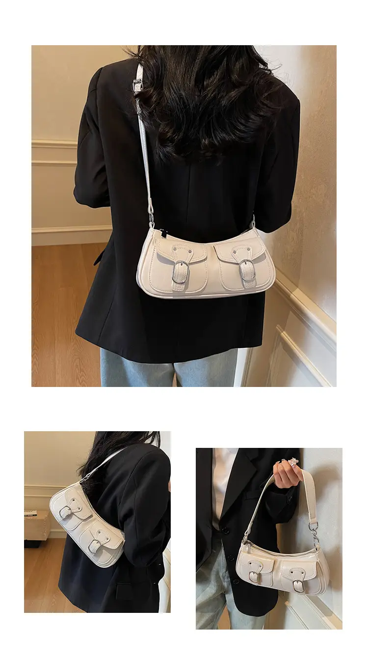 Women's Gold Leather Crossbody Bag with 3 Pockets — feature 9