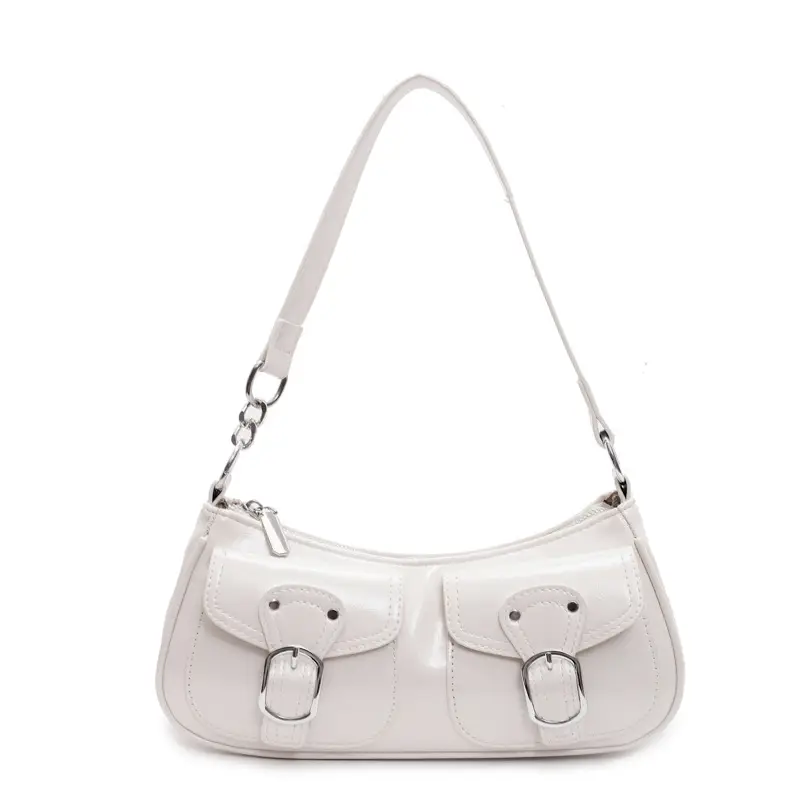 Women's Gold Leather Crossbody Bag with 3 Pockets - Image 2