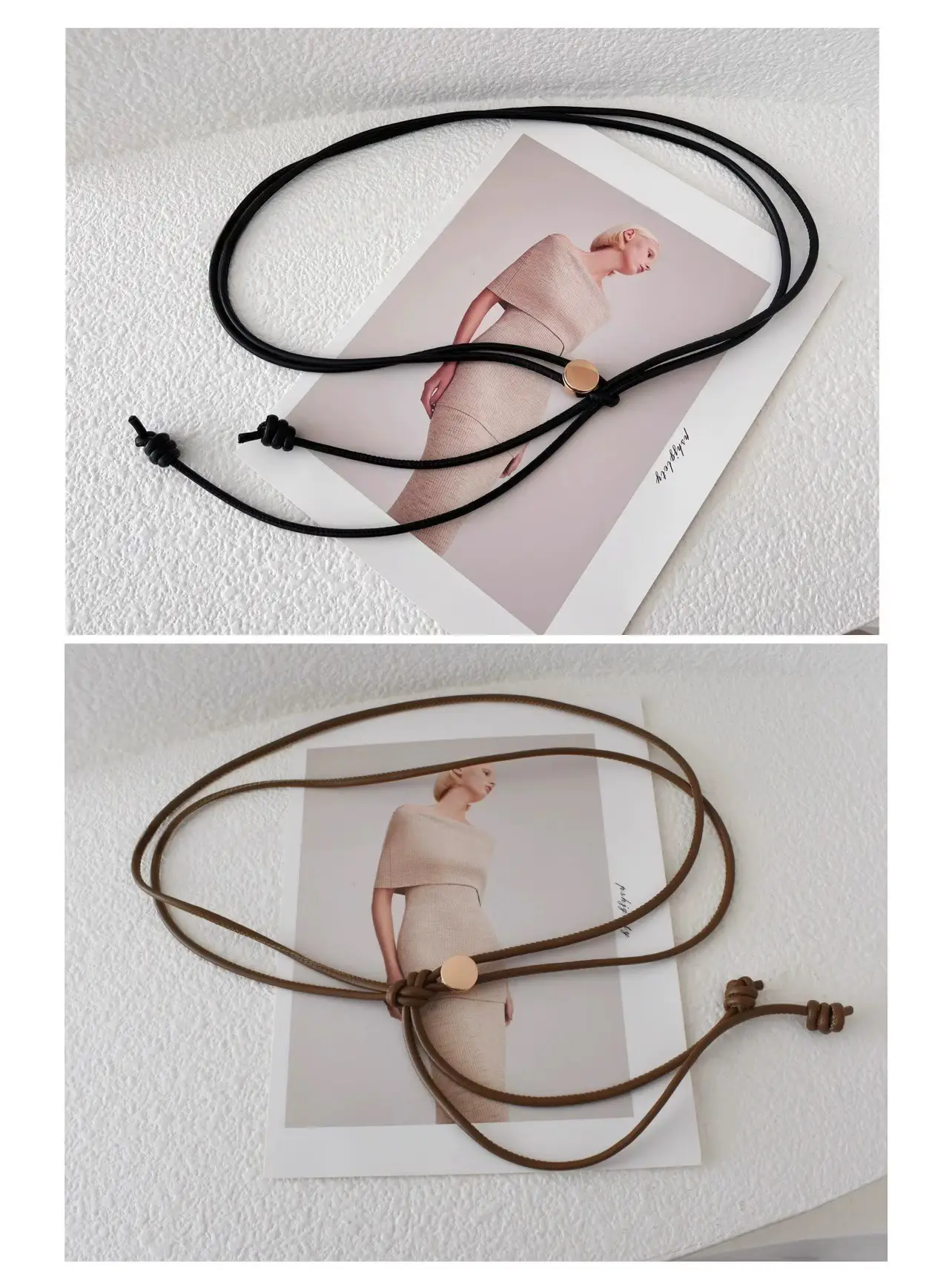 Women's White Leather Belted Summer Dress Shirt — feature 16