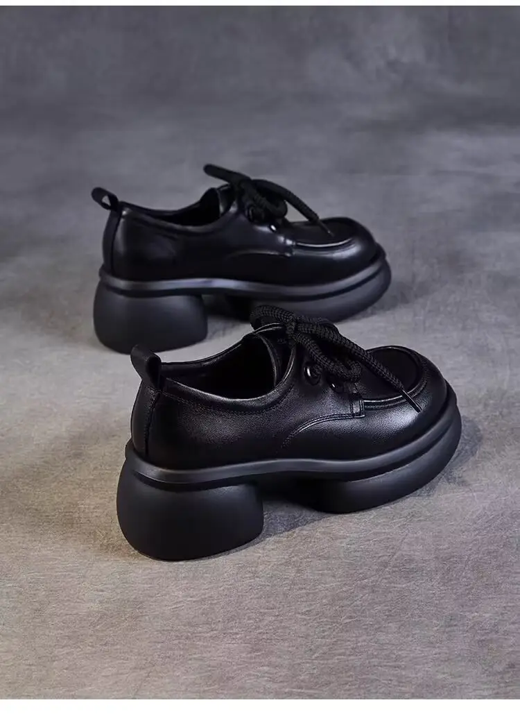 Thick-soled small leather shoes women's 2025 spring new single-layer shoes slimming British style small height work shoes — feature 6