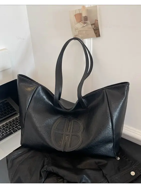 Women's Cream Leather Shoulder Bag with Logo, 2026 Spring Summer Use - Image 6