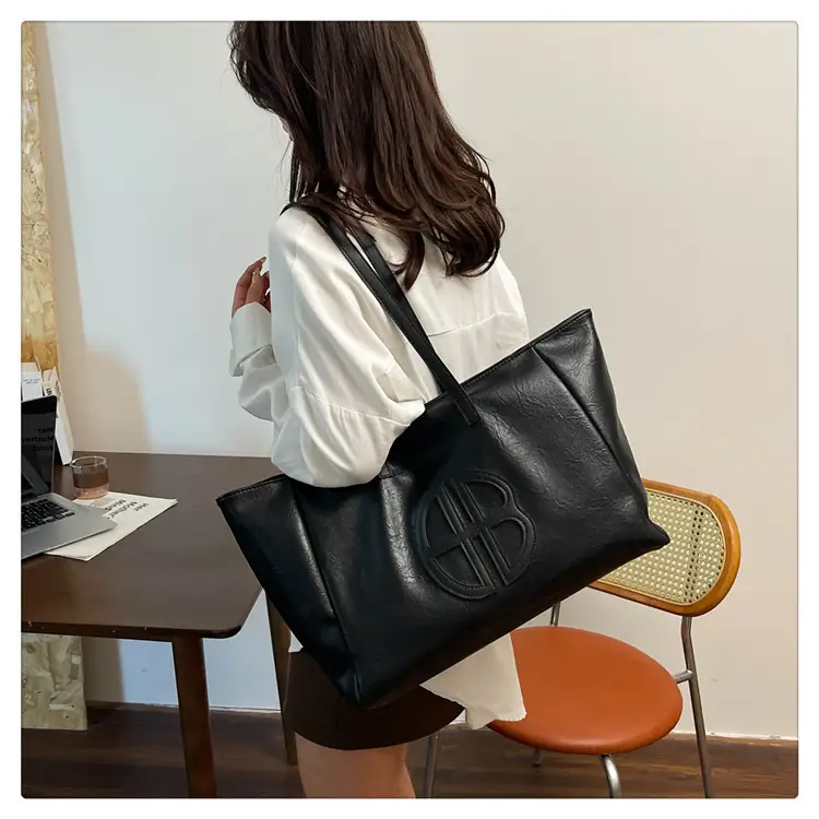 Women's Cream Leather Shoulder Bag with Logo, 2026 Spring Summer Use — feature 22