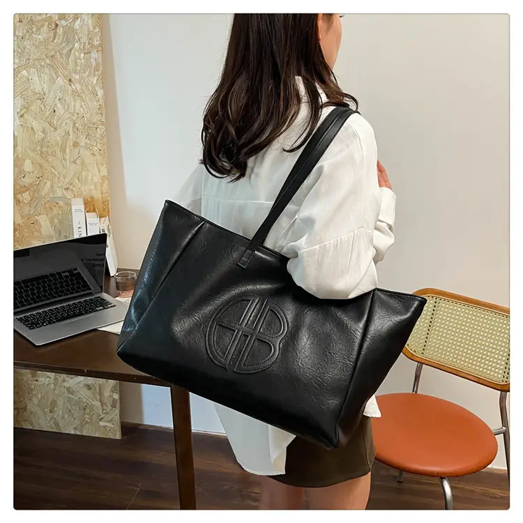 Women's Cream Leather Shoulder Bag with Logo, 2026 Spring Summer Use — feature 24