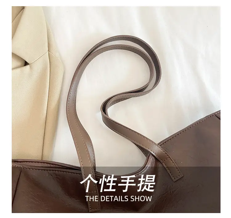 Women's Cream Leather Shoulder Bag with Logo, 2026 Spring Summer Use — feature 6