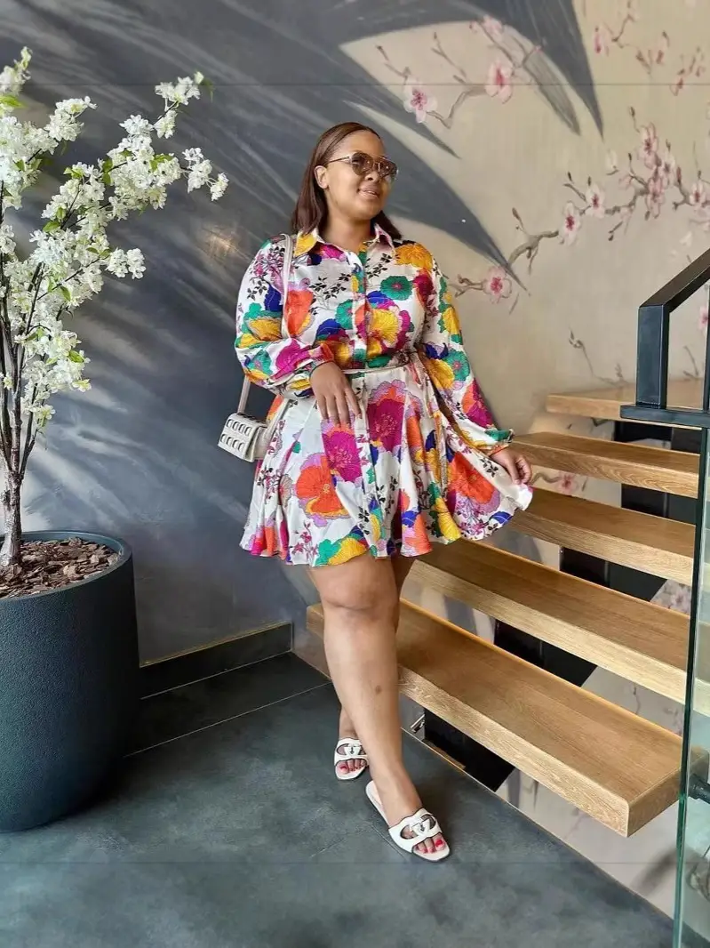 Printed Loose Sleeve Dress for Women with Colorful Design - Image 3