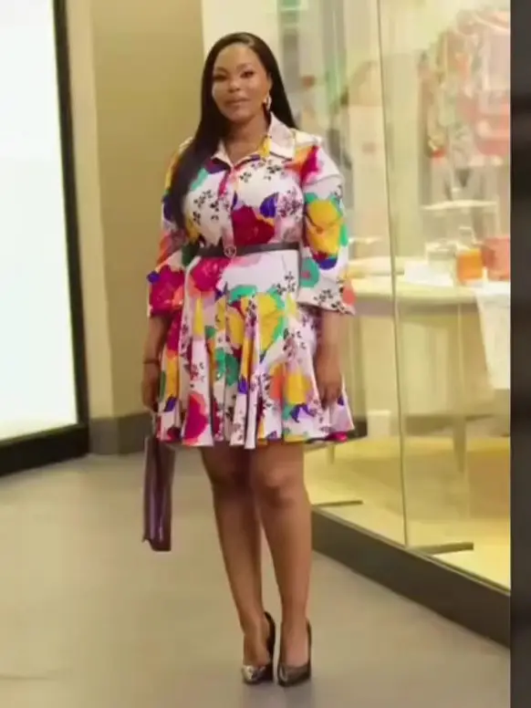 Printed Loose Sleeve Dress for Women with Colorful Design - Image 6