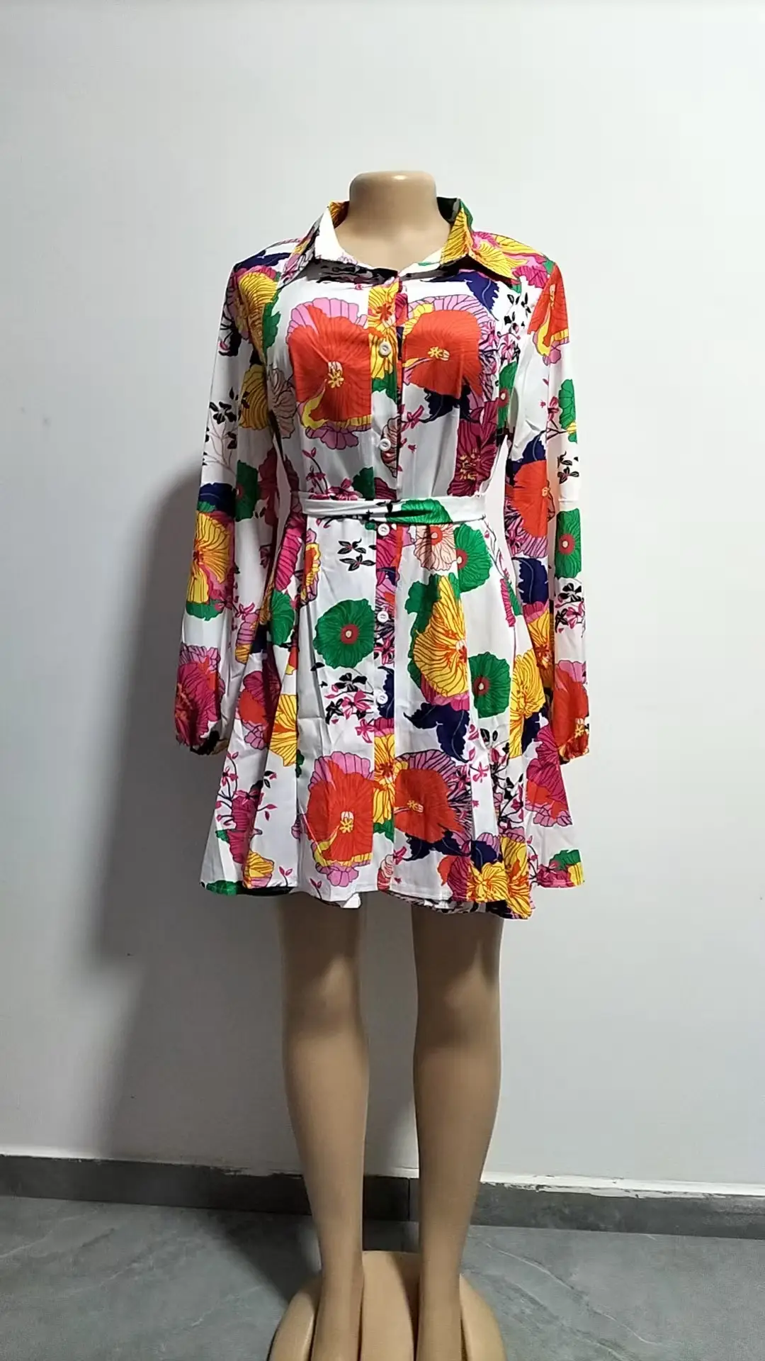 Printed Loose Sleeve Dress for Women with Colorful Design — feature 1
