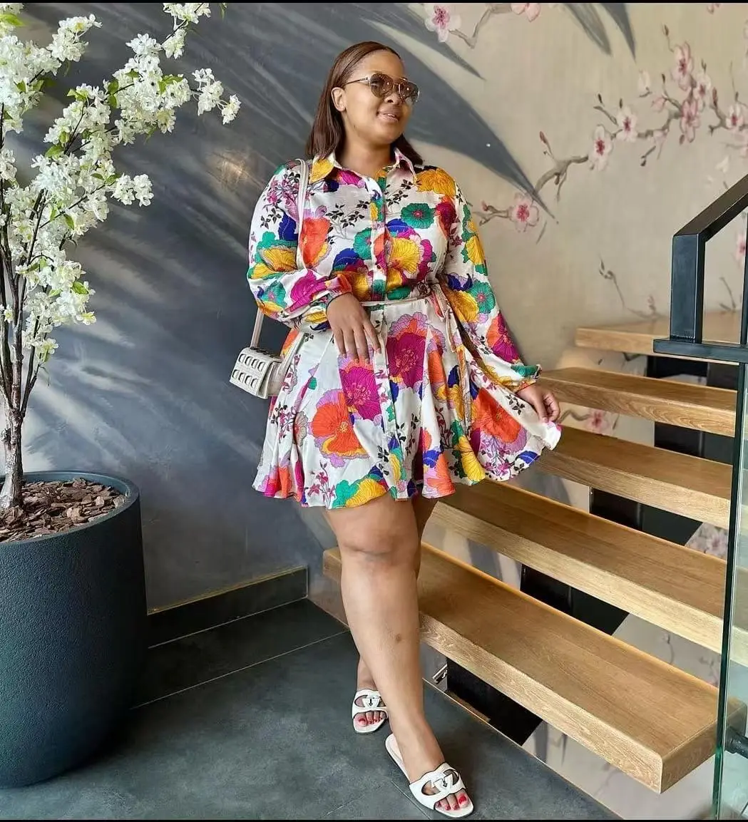Printed Loose Sleeve Dress for Women with Colorful Design — feature 5