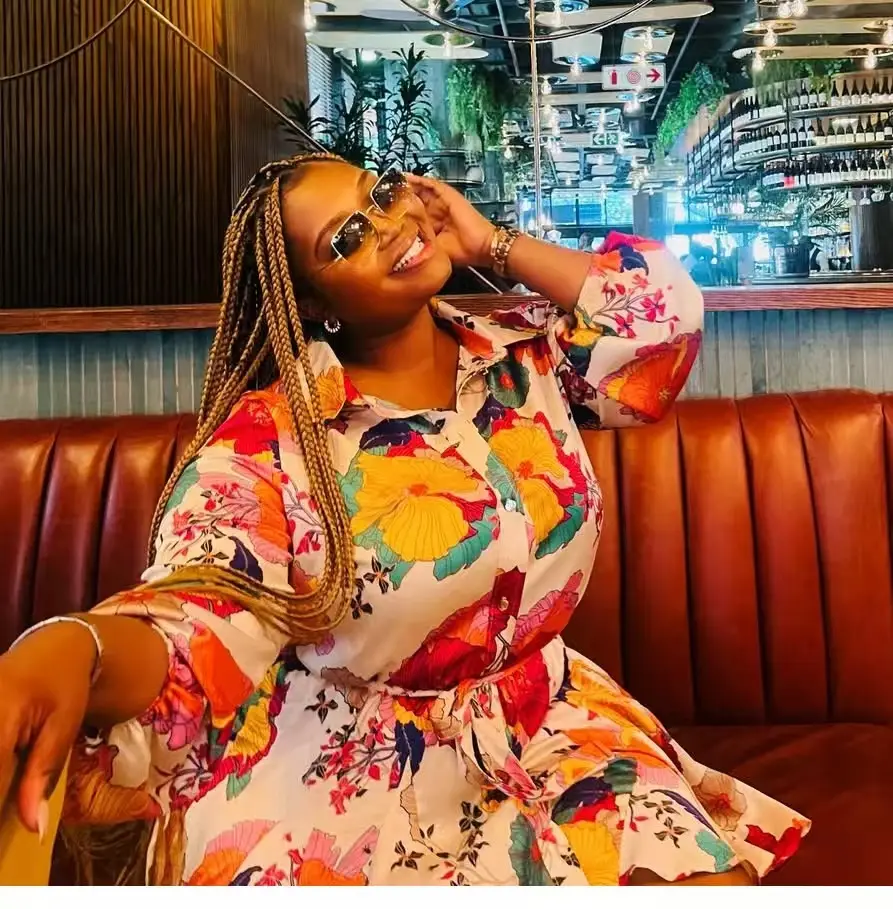 Printed Loose Sleeve Dress for Women with Colorful Design — feature 7