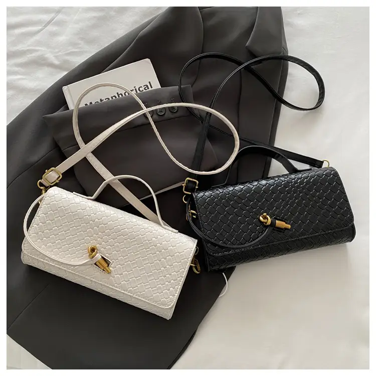 Black Woven Handbag for Women with Gold Plated Clasp — feature 22