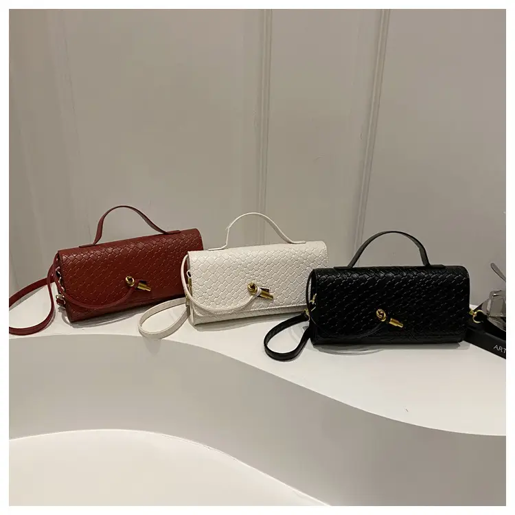 Black Woven Handbag for Women with Gold Plated Clasp — feature 23