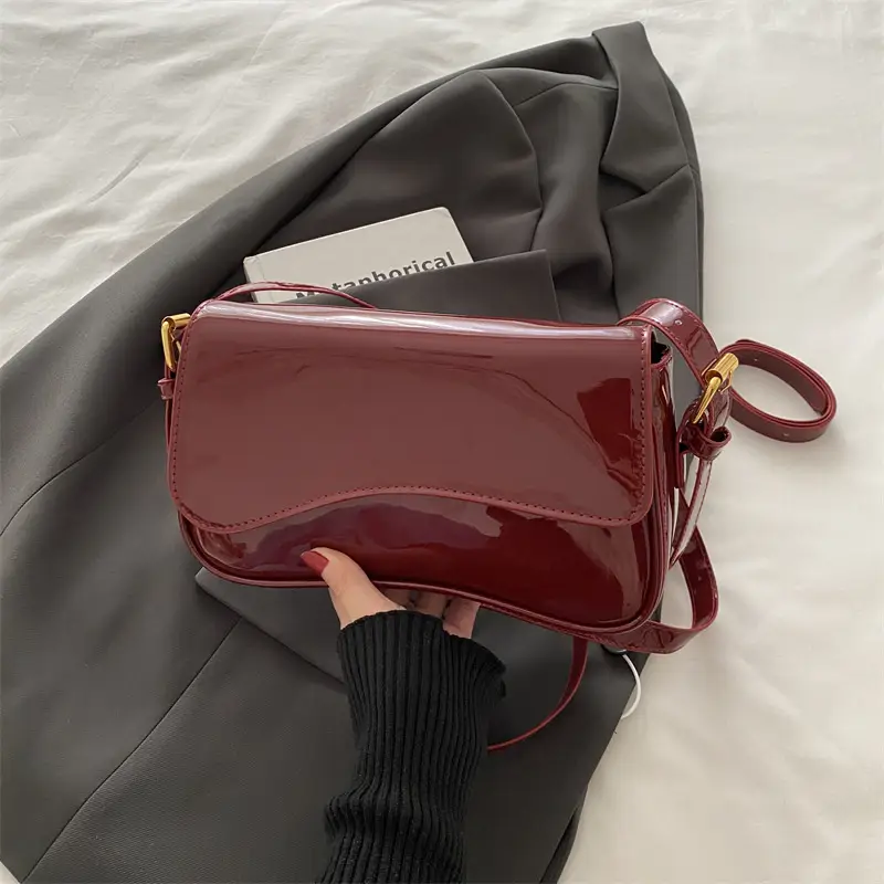 Black Patent Leather Shoulder Bag for Women 2025 - Image 5