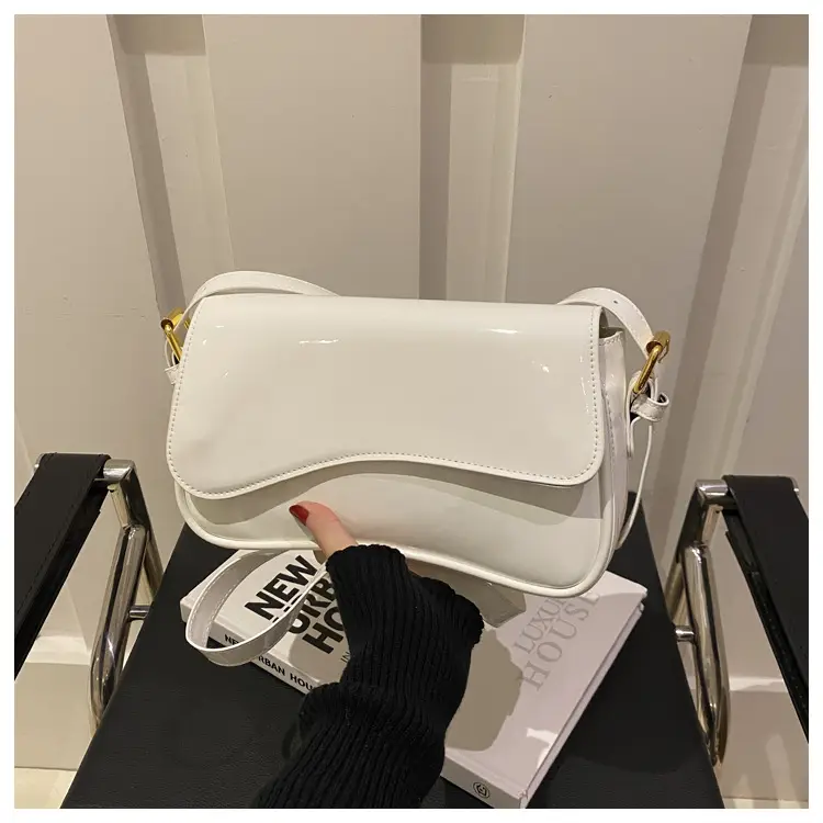 Black Patent Leather Shoulder Bag for Women 2025 - Image 2