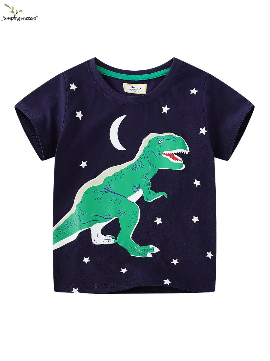 Kids T-Shirt Dark Blue Dinosaur Moon Star Print - Image 6