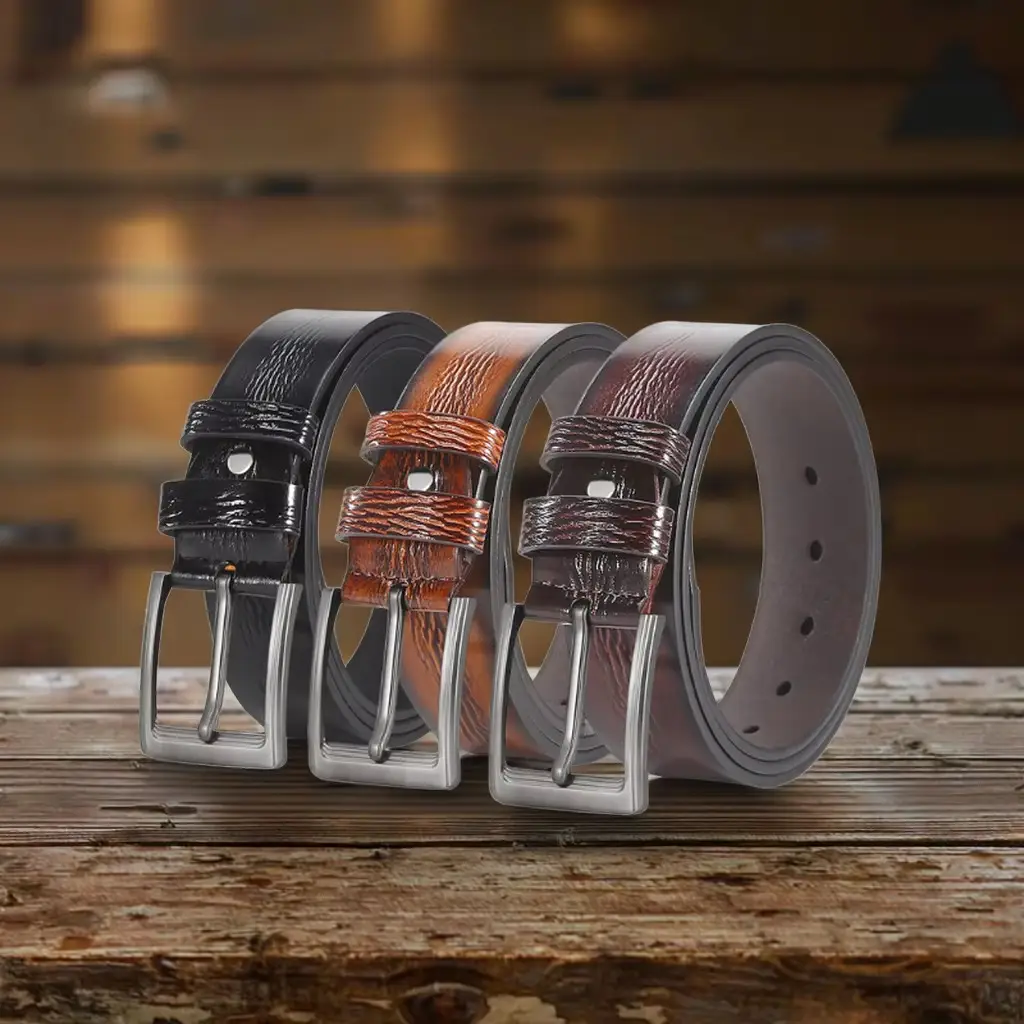 Cross-border Men's Belt with Joker Buckle, Leather Strap, 4 Colors - Image 5