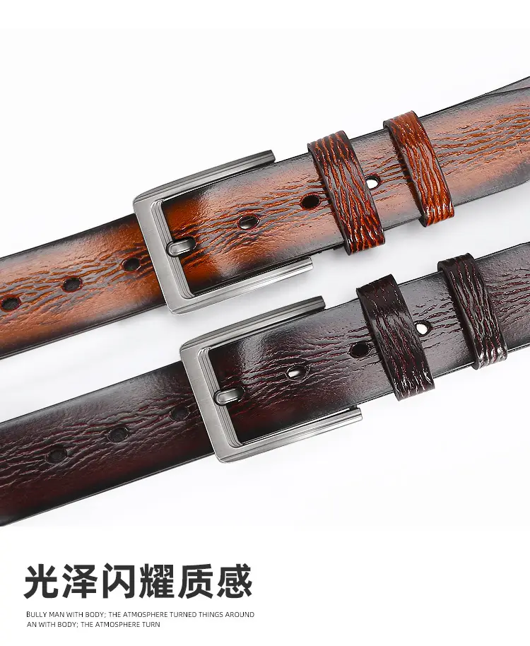 Cross-border Men's Belt with Joker Buckle, Leather Strap, 4 Colors — feature 6