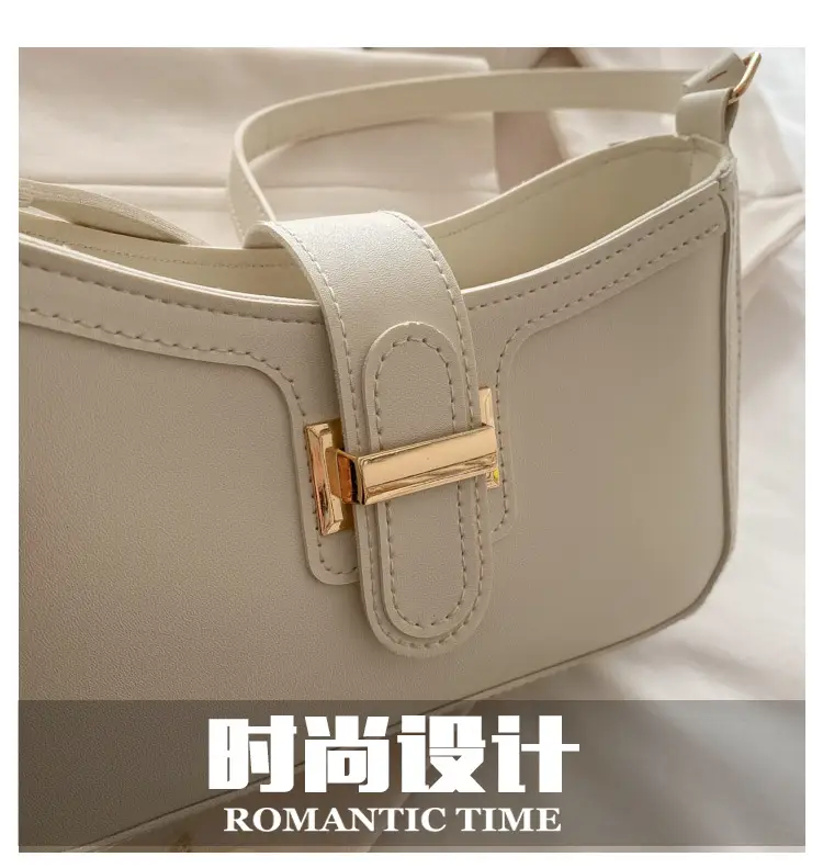 Black Textured Shoulder Bag with Gold Buckle — feature 4