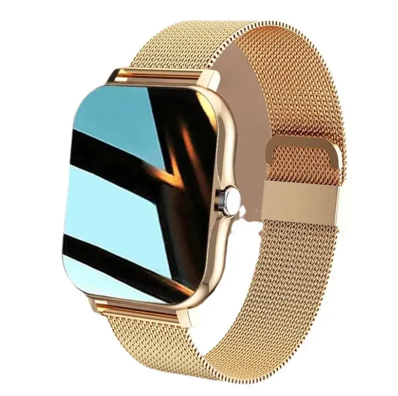 Y13 Gold Mesh Smart Watch with Heart Rate & Fitness Tracking