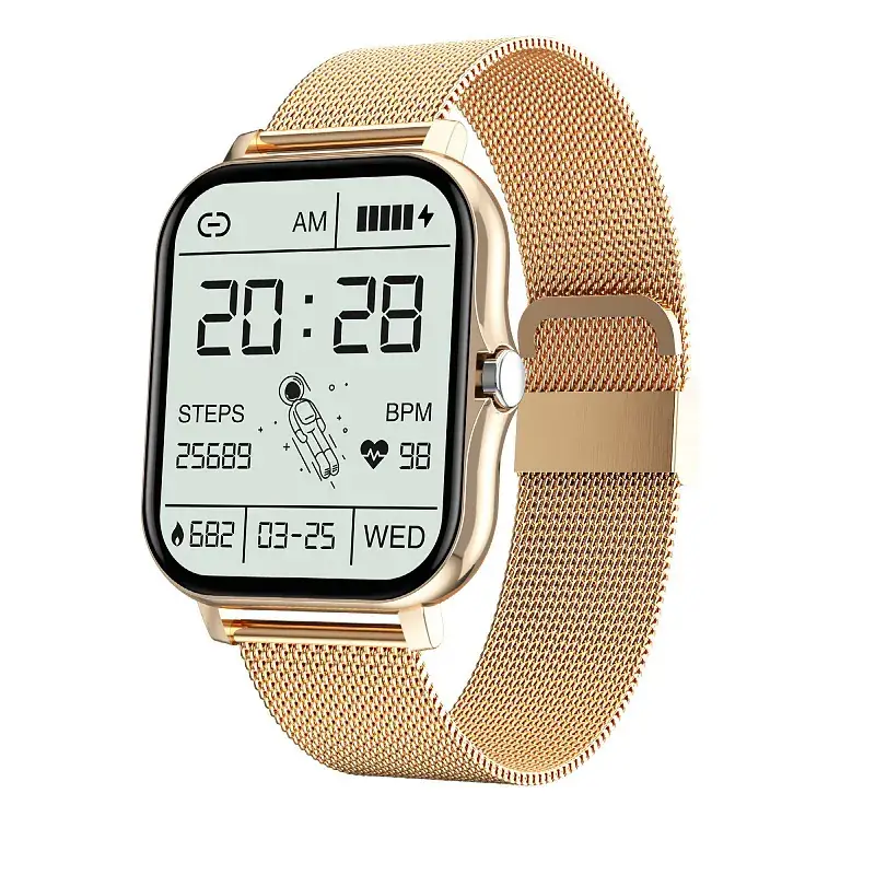 Y13 Gold Mesh Smart Watch with Heart Rate & Fitness Tracking