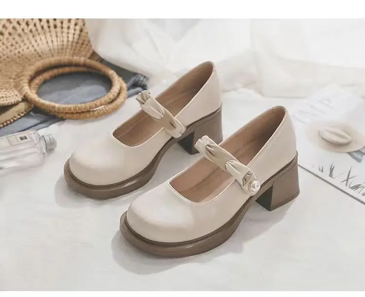 Women's Mary Jane Leather Heel Shoes Mid-heel Spring 2025 — feature 10
