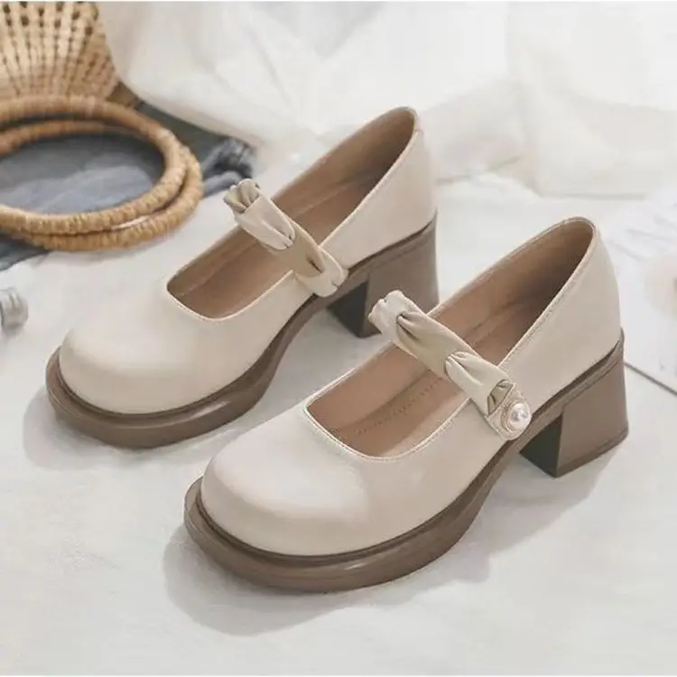 Women's Mary Jane Leather Heel Shoes Mid-heel Spring 2025 — feature 12