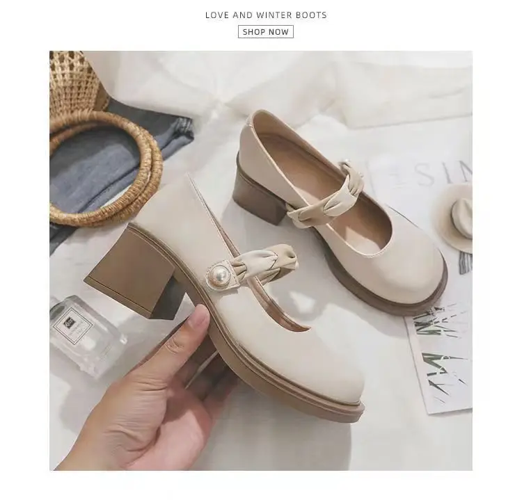 Women's Mary Jane Leather Heel Shoes Mid-heel Spring 2025 — feature 6