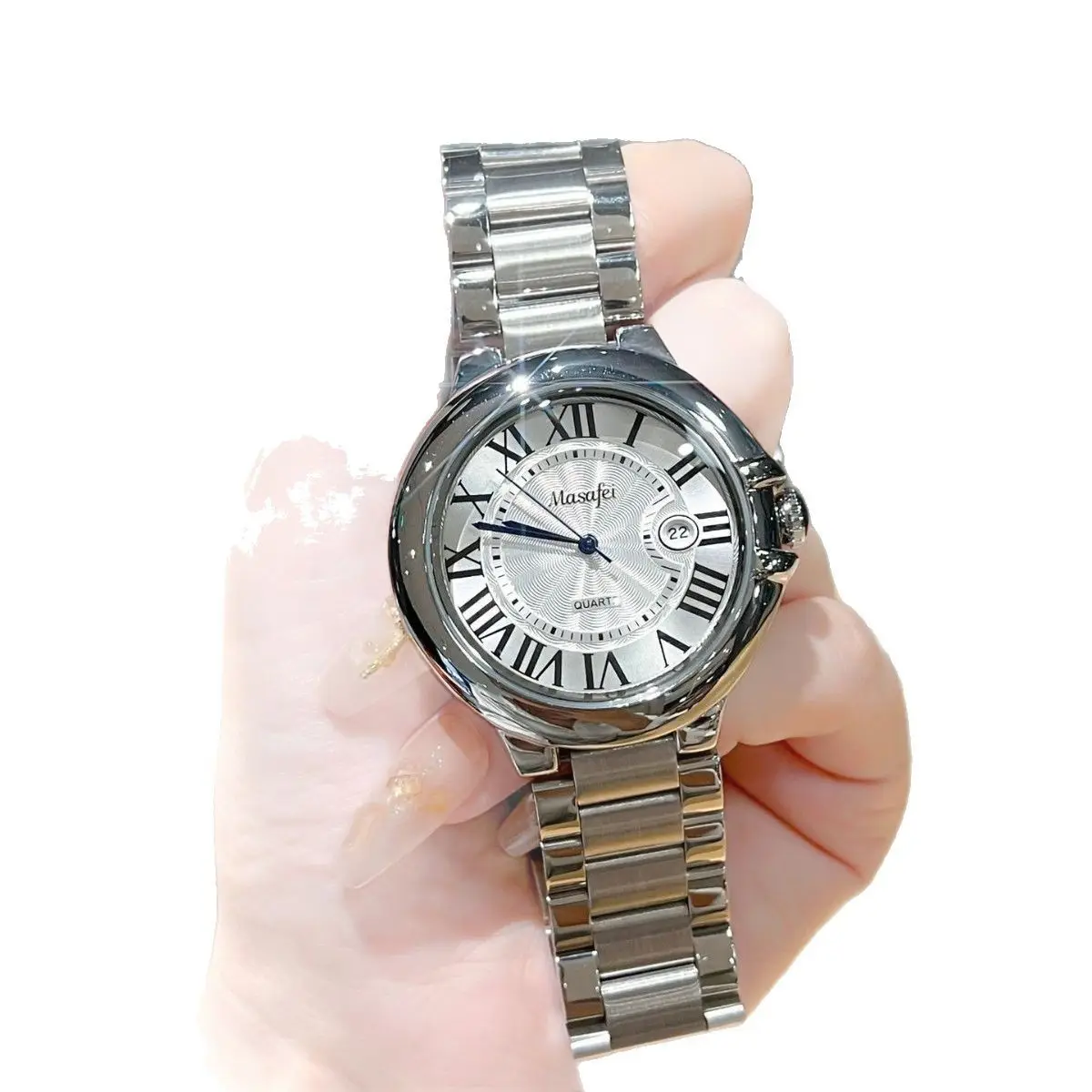 Classic Roman Calendar Steel Belt Watch for Men - Image 6
