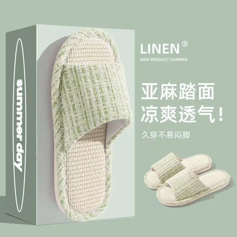 New Japanese Linen Chanel Style Slippers for Couple Spring and Autumn Indoor Mute Anti-slip Japanese Cotton and Linen Slippers for Women Spring and Summer - Image 46