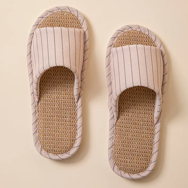 New Japanese Linen Chanel Style Slippers for Couple Spring and Autumn Indoor Mute Anti-slip Japanese Cotton and Linen Slippers for Women Spring and Summer - Image 17