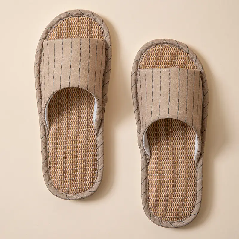 New Japanese Linen Chanel Style Slippers for Couple Spring and Autumn Indoor Mute Anti-slip Japanese Cotton and Linen Slippers for Women Spring and Summer - Image 19