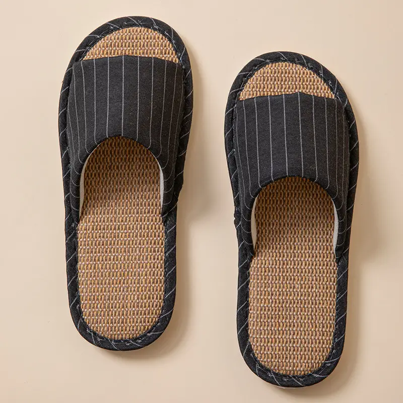 New Japanese Linen Chanel Style Slippers for Couple Spring and Autumn Indoor Mute Anti-slip Japanese Cotton and Linen Slippers for Women Spring and Summer - Image 21